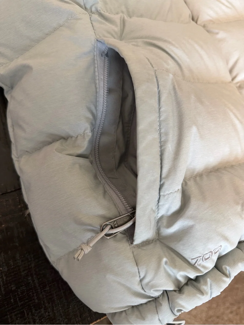 The North Face light gray puffer vest Medium down filled‎ blend winter outdoors